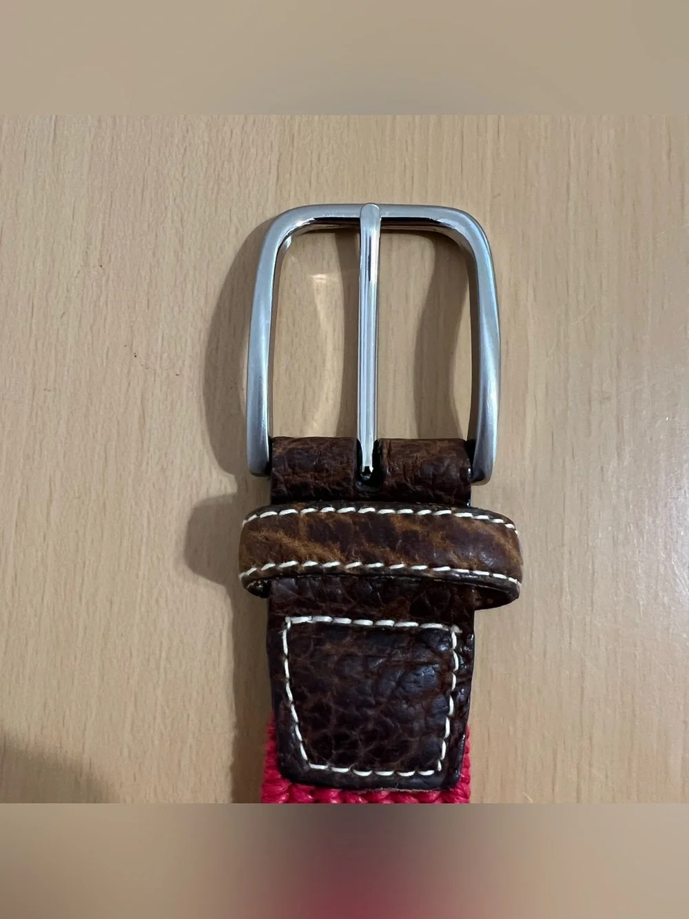 Vtg Made in USA ORVIS Men's Red Cotton Braided Belt with Leather Trim Size 40